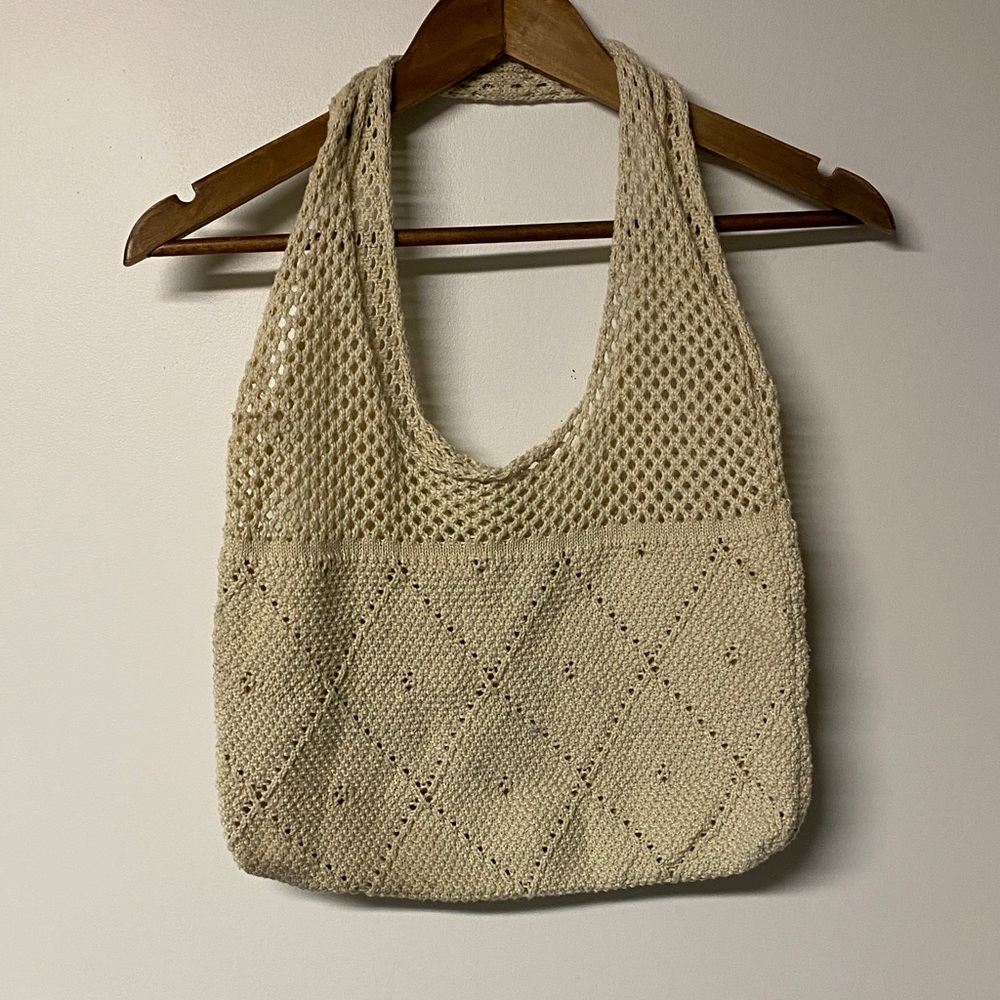 Chic Knit Tote Bag in Cream